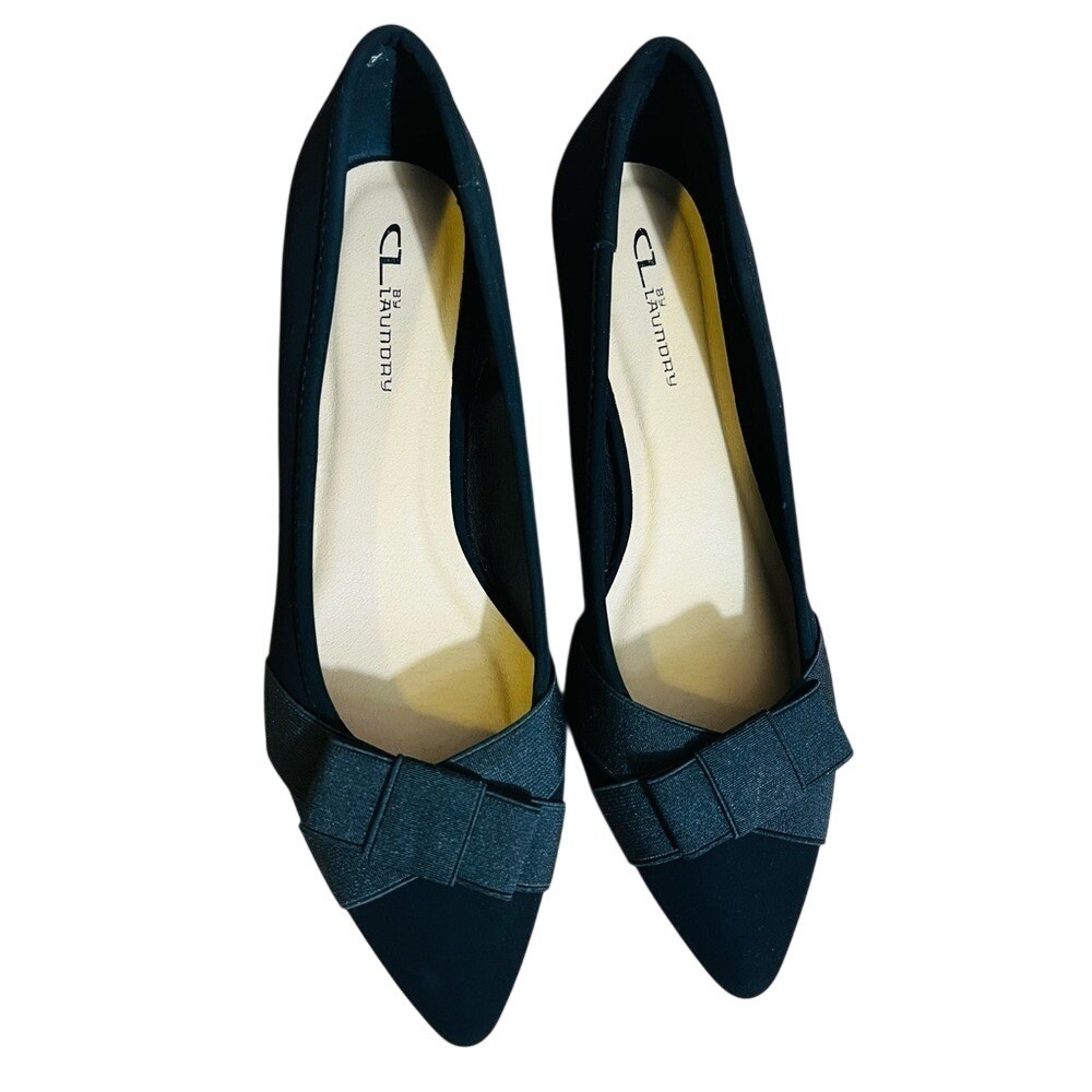 CL by Laundry Womens Black Bow Heels Size 10W